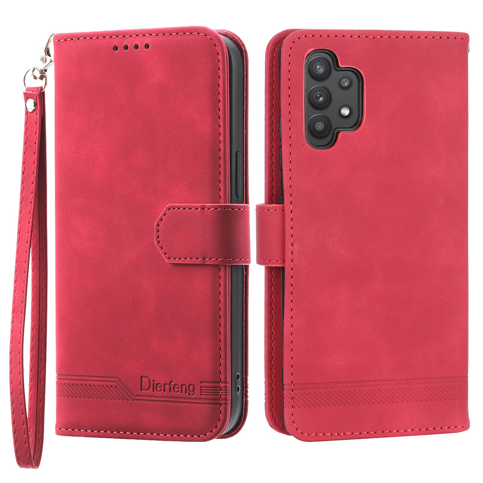 DIERFENG DF-03 PU Leather Phone Cover for Samsung Galaxy A32 4G (EU Version) Stand Wallet Lines Imprinted Case DIERFENG DF-03 PU Leather Phone Cover for Samsung Galaxy A32 4G (EU Version) Stand Wallet Lines Imprinted Case